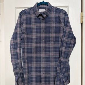 Men’s Long Sleeve Plaid Hickey Freeman Button Up Shirt Small